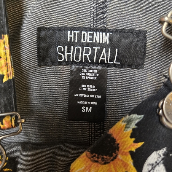 HT Denim Skulls & Sunflowers Bib Shorts, S - Picture 10 of 10